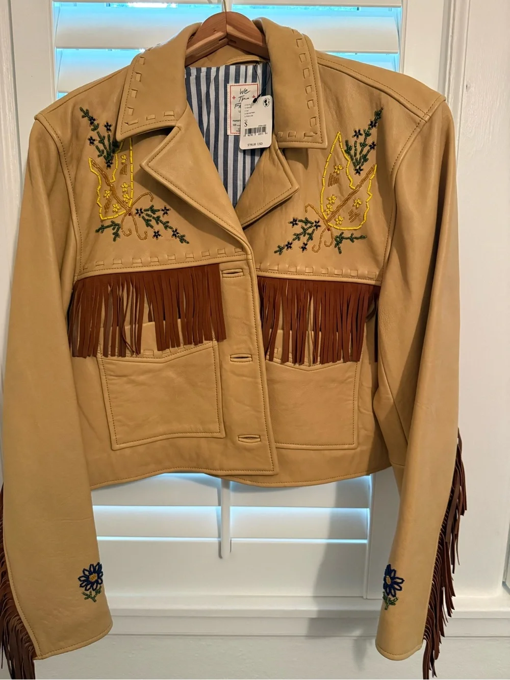 Free People Olivia Leather Fringe Jacket NWT S